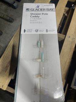 Glacier Bay Tension Pole Corner Shower Caddy in Satin Nickel 2130NNHD - New