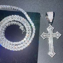 Icy Cross Tennis Pendant Chain💎🥶