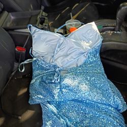Women's Baby Blue Sequin Ball Gown