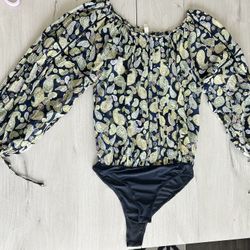 Free People Cotton Peasant Blouse Bodysuit