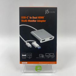 New j5create USB-C to Dual HDMI  Multi-Monitor Adapter JCA365
