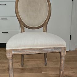 Vintage French Round Fabric Dining Side Chair