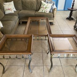 Set Of Coffee Table And Side Table With Glass