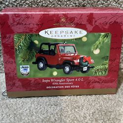 Hallmark Keepsake Jeep Wrangler Sport 4.0l 60th Anniversary Ornament Die Cast