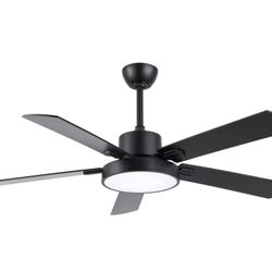Black 52” LED Light Adjusting Reversible Blades