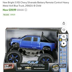 Chevy Silverado Battery Remote Control Heavy Metal 4x4 Blue Truck