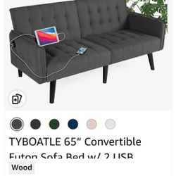 Futon Sofa Bed, With USB Connection 