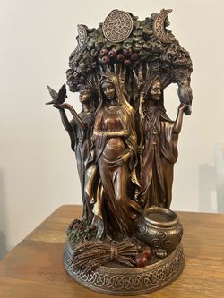 Triple Goddess Figurine Bronze Finish Statue
