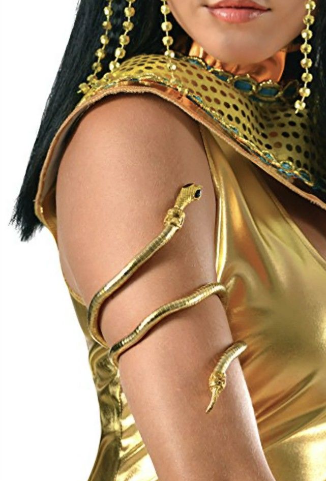 Cleopatra Costume Goldtone Roman Snake Arm Cuff Jewelry Halloween Costume Fancy.