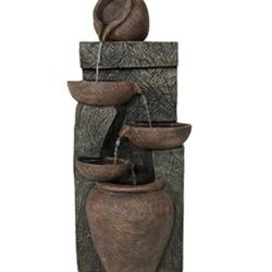NEW in Box Sunnydaze 39-Inch Cascading Earthenware Fountain - Brown