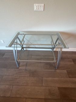 Realspace® Vista 48"W Glass Computer Desk, Silver