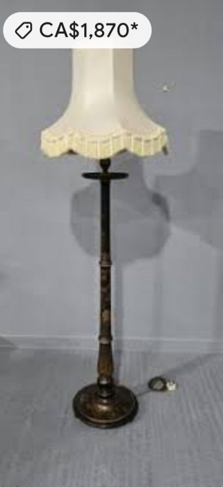 Vintage Chinoiserie Standard Lamp with Shade, 1920