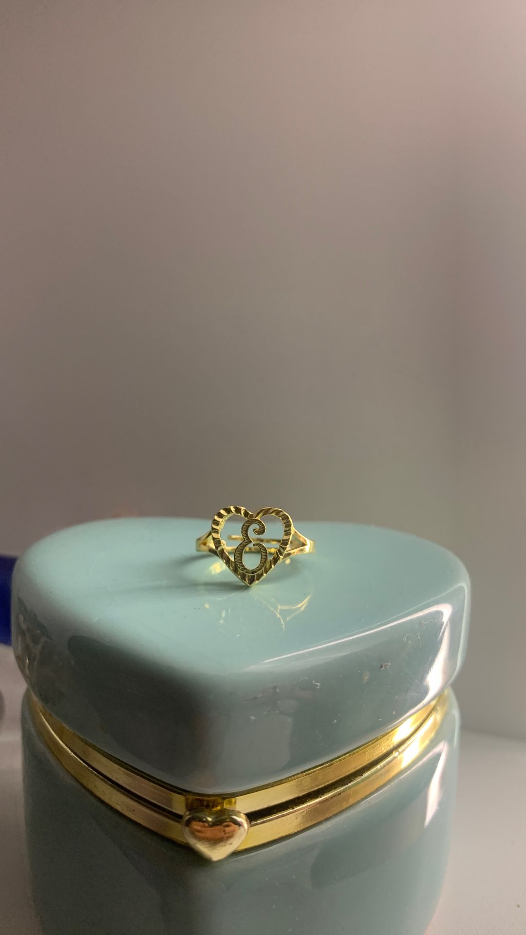 Letter E Heart Ring $8