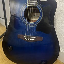 Ibanez blue transparent acoustic/electric guitar 