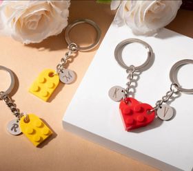 🔑 Custom Building Block Heart Keychains – Perfect for Couples & Best Friends!