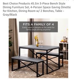 Small dining table with 2 benches