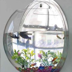 Clear Fish Tank Bowl Wall Mounted Fish Aquarium Hanging Flower Vase Home Decor