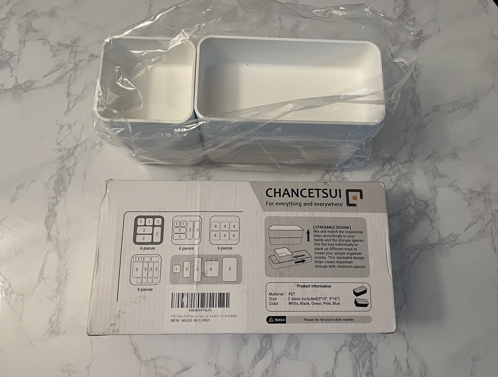 6 Pcs Stackable Drawer Organizer Set Desk Drawer Dividers, and Multipurpose.