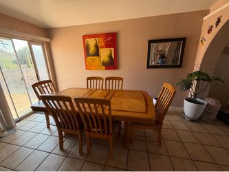 Dining Table, 6 Chairs & Matching Buffet