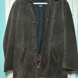 Men’s JCREW Brown Leather Jacket Coat Size Small