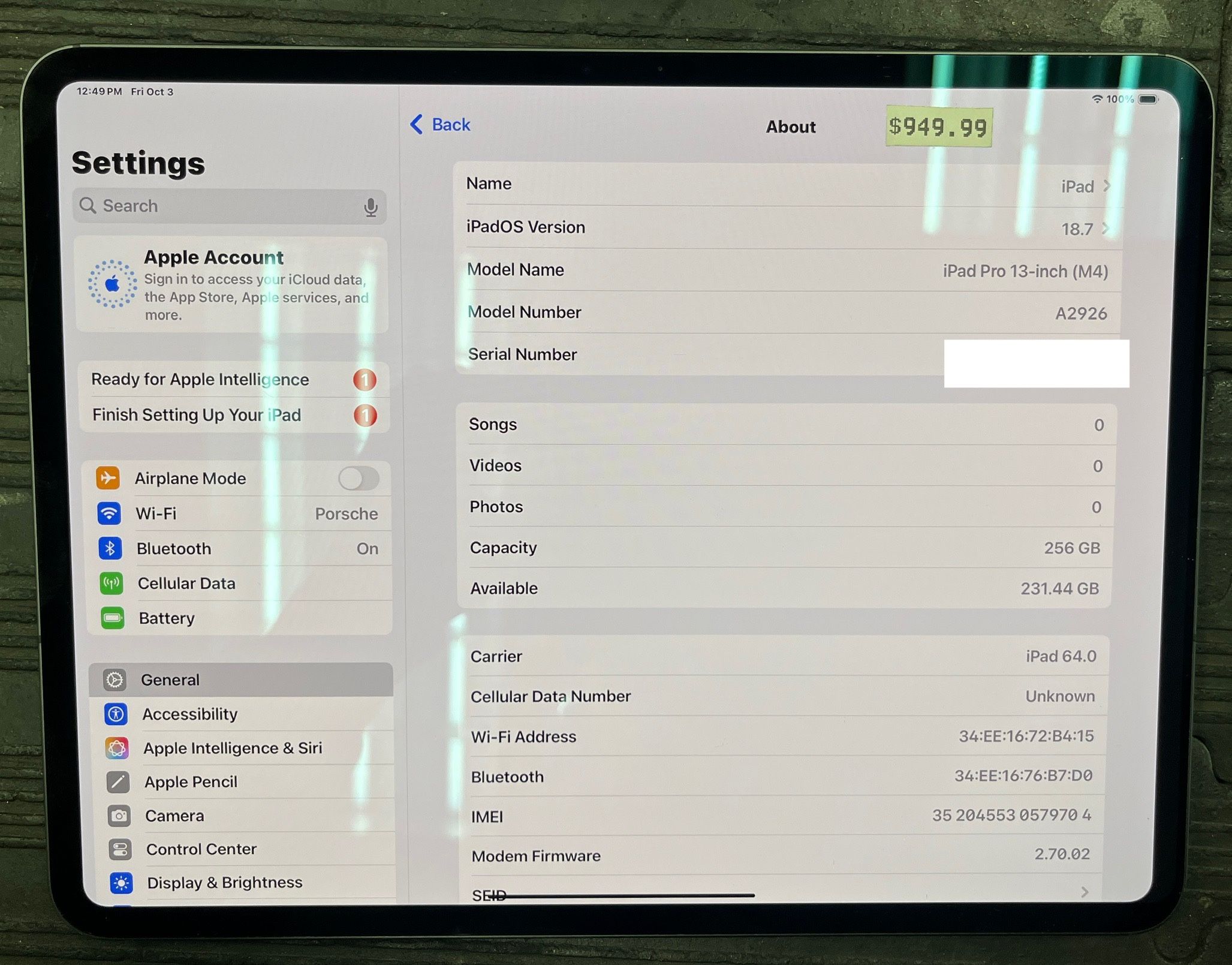 Apple iPad Pro 13-inch M4 (A2926)