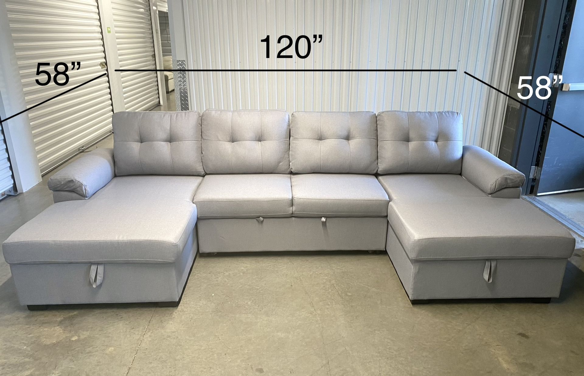 Free Delivery- Brand New Ushaped Sectional Sofa with 2 Large Storage Chaise