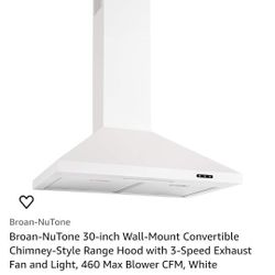 Broan Range Oven Hood, White, Beautiful Elegant New In A Box