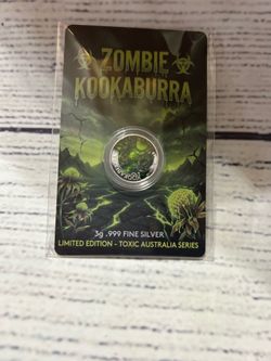 2026 Zombie Kookaburra Edition 3g .999 Colorized Silver art medal in card