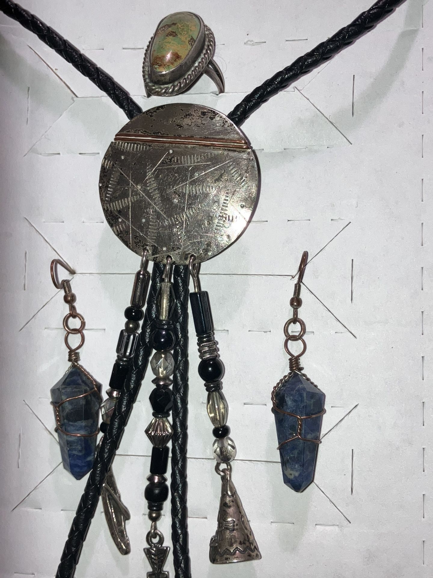 .925 Zuni Bolo Tie + Related Jewelry