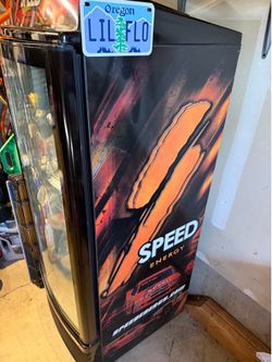 Speed Energy Glass Door Beverage Cooler Refrigerator | Man Cave Garage Fridge