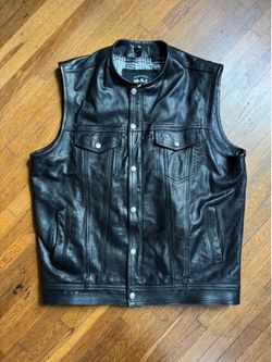 5 Ball Racing Leather Motorcycle Vest