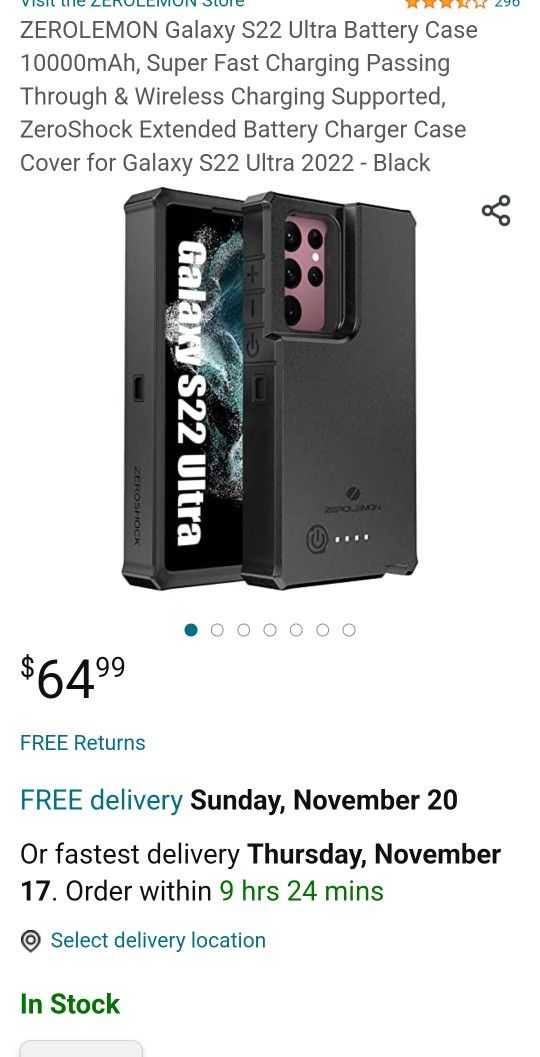 ZEROLEMON Samsung Galaxy S22 Ultra Battery Case 