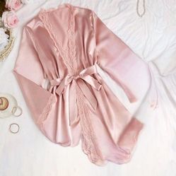 Satin Pink Robe Large 