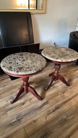 Marble and wood end tables