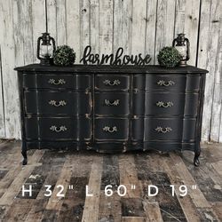 Pick Up Today!! BLACK FRENCH PROVINCIAL DRESSER