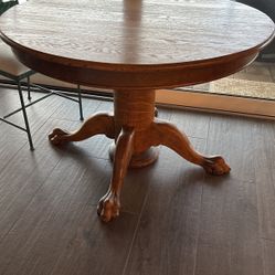 Antique Ball & Claw Foot Oak Table