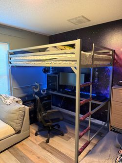 Loft bed, full size with desk