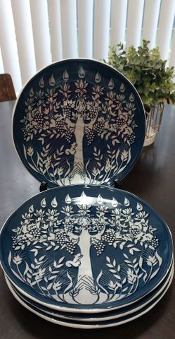 Pottery Barn Hanukkah Menorah Tree of Life Plates Set of 4