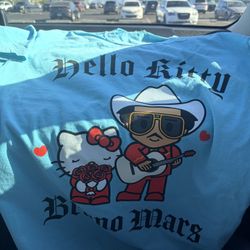 Bruno Mars Hello Kitty Shirt Blue large 