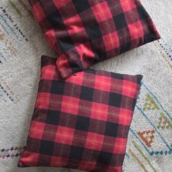 Two Plaid Decorative Pillows