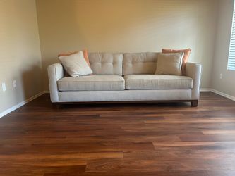 Dining table (new), couch, coffee table, and end table
