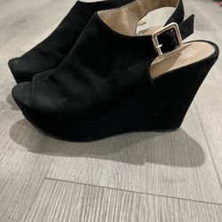 Black Wedge Heels