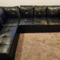 Faux Leather Sectional  Sofa With Chaise