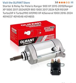 Starter & Relay for Polaris Ranger 900 XP 2015-2019/Ranger XP 1000 2017-2024/RZR  2017-2024 RZR RS1/XP Turbo/XP 4 Turbo/PRO XP/PRO XP 4/Genera