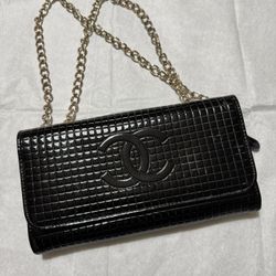 Chanel Black Crocodile Embossed Chain Bag