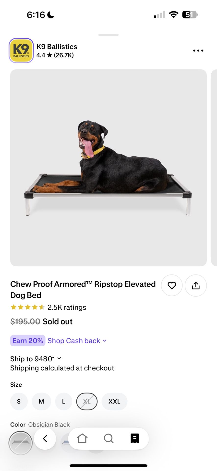 K9 BALLISTICS dog bed