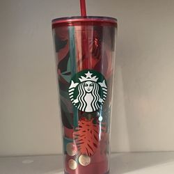 Red Transparent Floral Cup