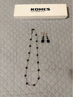 Kohls Jewelry set necklace and matching drop earrings 10k