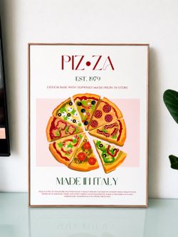 Framed Pizza Wall Art Print – 22.5” x 30.5”