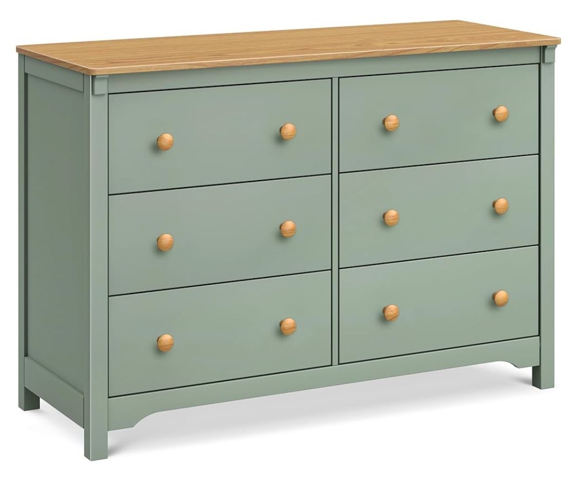 DaVinci Shea 6-Drawer Dresser in Light Sage and Honey